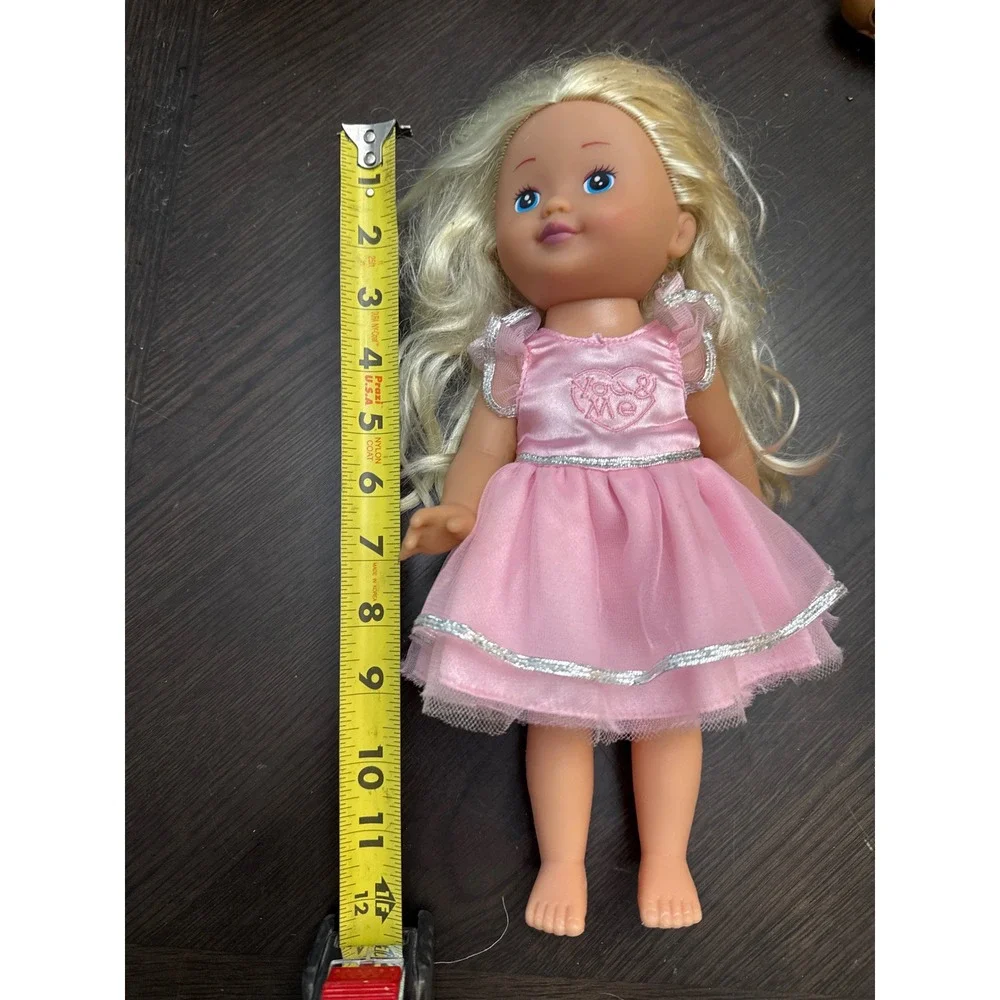 You & Me 12 Inch Blonde Hair Blue Eyes Doll in Pink Heart Dress 07509 002581